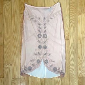 French Connection Embellished Sheer Mesh Midi Skirt